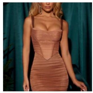 Oh Polly brown corset dress